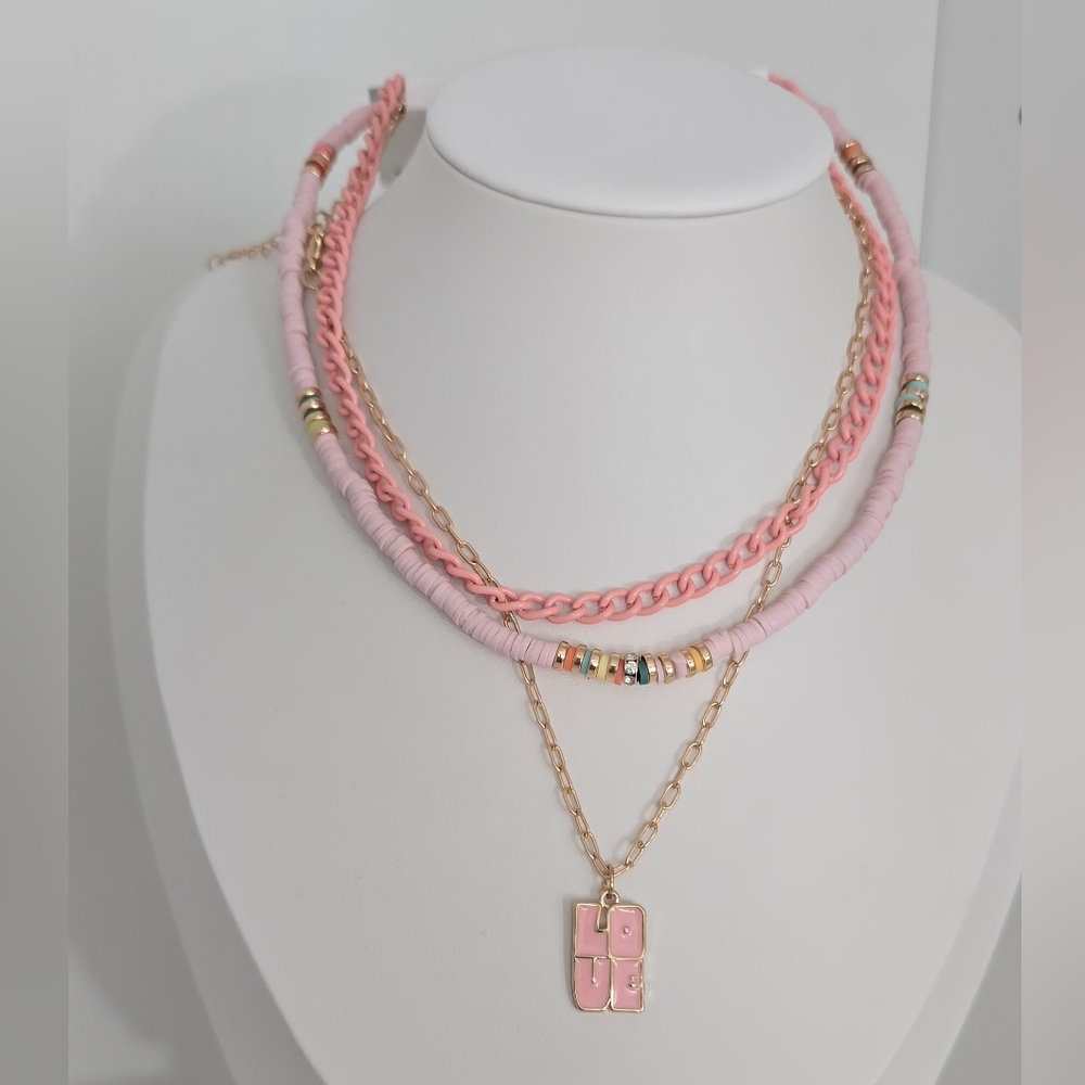 Ivory Ella Pink and Gold Necklace Set